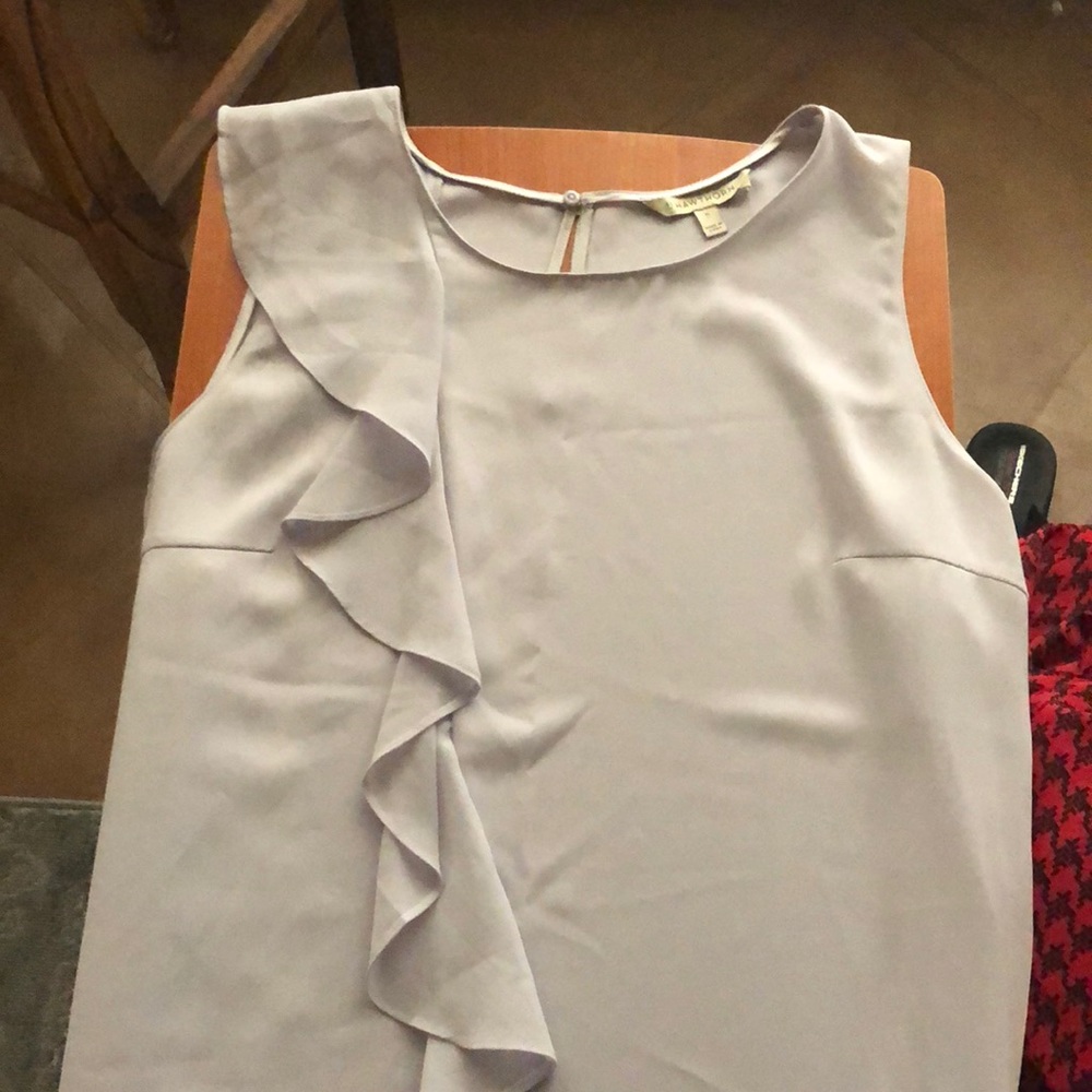 Light grey tank with ruffle